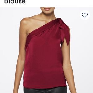 Papermoon One-Shoulder Burgundy Blouse Size Medium